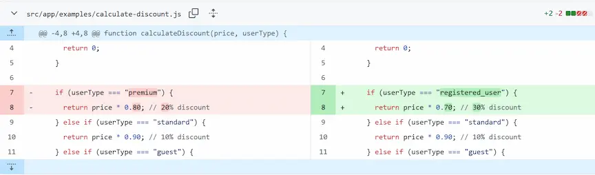 GitHub code diff showing changes made in a commit for better visibility into what was modified